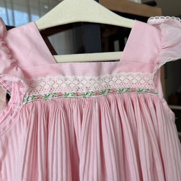 Vintage 1970s Dress Bundle toddler girl pleated embroidered lace ruffle collar - Picture 7 of 13